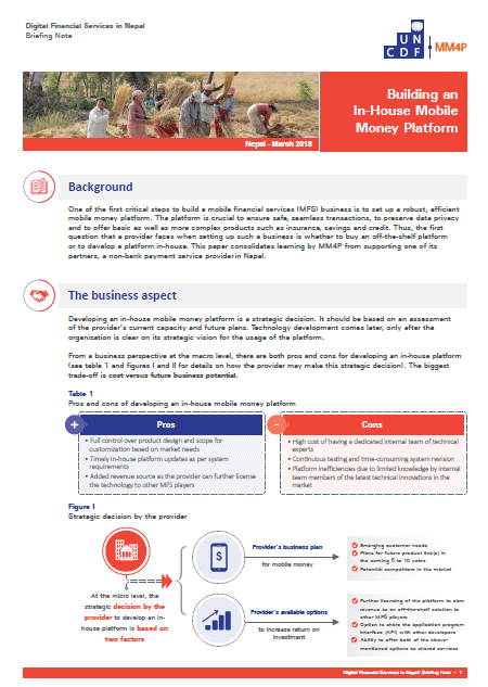 Building an In-House Mobile Money Platform - UN Capital Development ...